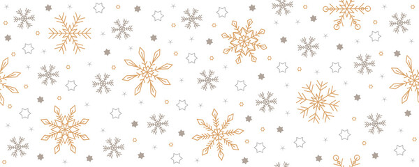 christmas seamless snowflake and star background on white