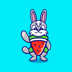 cute bunny wear costume watermelon