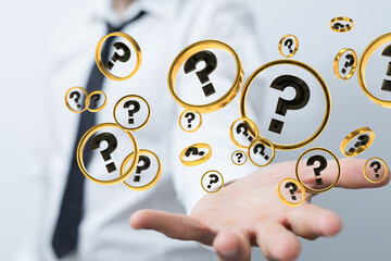 3d question marks background concept.