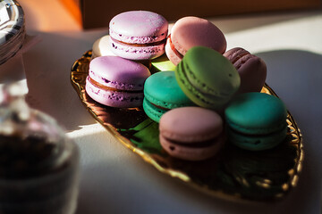 macaroons on wooden table
