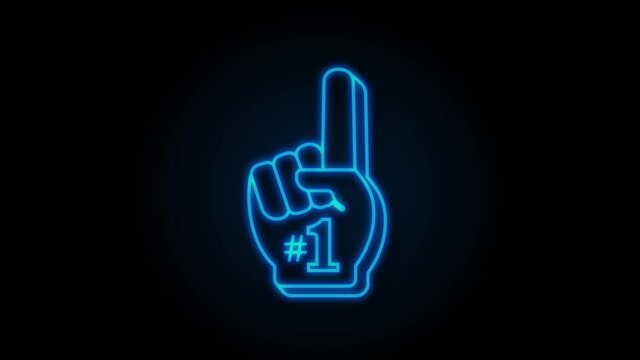 Fan logo hand with finger up. Hand up with number 1. Motion graphics.