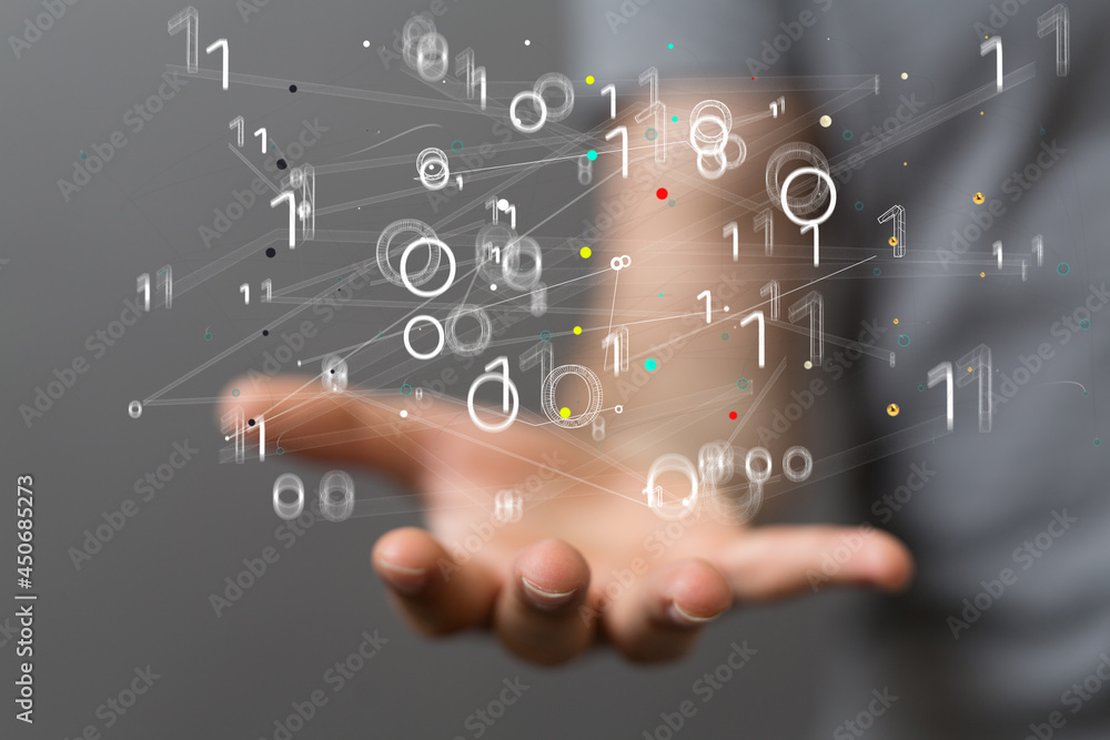 Poster neural network 3d illustration. big data and cybersecurity