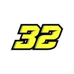 Racing number 32 logo with a white background