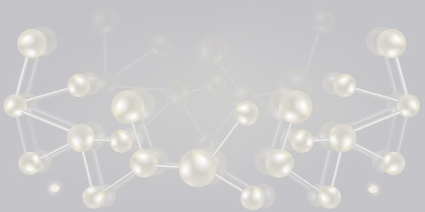 White molecules, scientific concept background with copy space, illustration vector.
