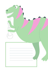 Frames set for children’s note book or postcard with cute dinosaurs