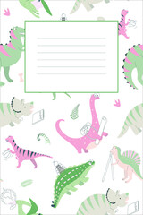Frames set for children’s note book or postcard with cute dinosaurs