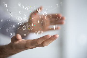 Connecting lines and dots.Big data visualization