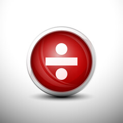 Division in 3D Shiny Red Keys for web Icons, Education Icons and Punctuation Icons. Vector Illustration