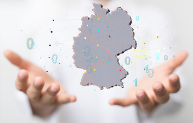 Abstract of germany map network, internet and global connection concept