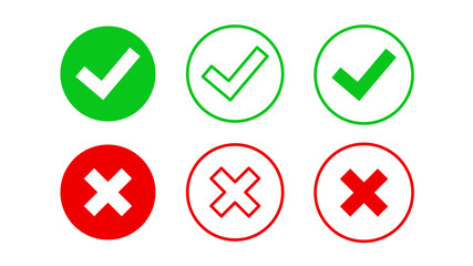 Illustration set of green and red check mark.