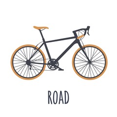 Bicycle road. Simple cartoon style icon. Vector black and orange illustration