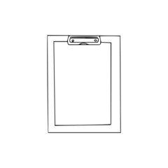 Vector hand drawn notepad with clip and blank sheet. Office supply and stationary for documents and notes. Flat style icon pictogram for design and print.