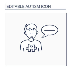 Neurodevelopmental disorder line icon. Flat, monotonous speech. Difficulties with tone. Autism spectrum disorder concept.Isolated vector illustration.Editable stroke