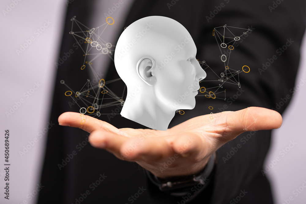 Poster Artificial intelligence concept. Virtual technology web background