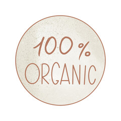 Watercolor sketch emblem handmade lettering food organic. Digital art. Print for logo, menu, cafe, food, packaging, sticker