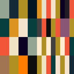 Modern vector abstract  geometric seamless pattern with rectangles and squares  in retro  style. Pastel colored simple shapes graphic background. Abstract mosaic artwork.