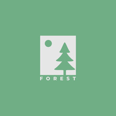 Forest logo design, Simple Illustration vector graphic of Pine Tree 