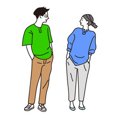 男女が向き合うベクターイラスト