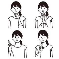 女性の上半身ベクターイラストセット