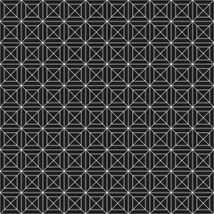 fabric Monochrome square pattern with diagonal line. Black background.