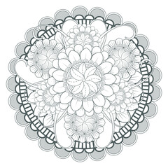 Printable Doodle flowers in monochrome for coloring page, cover, wedding invitation, greeting card, wall art isolated on white background. Hand drawn sketch for an adult anti stress coloring page.