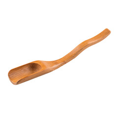 Isolated wooden tea scoop spoon on a white background
