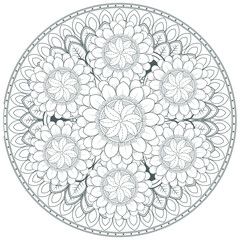 Printable Doodle flowers in monochrome for coloring page, cover, wedding invitation, greeting card, wall art isolated on white background. Hand drawn sketch for an adult anti stress coloring page.