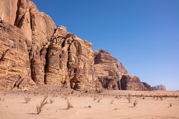 Landscape in Wadi Rum desert, Jordan. Mountain canyon