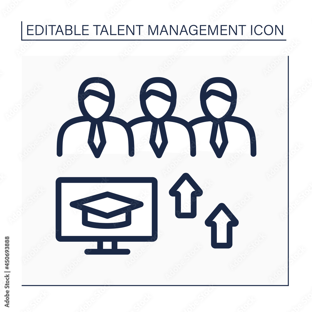 Poster internship programs line icon. project-oriented learning opportunity to gain experience through rese
