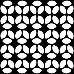 Naklejka premium fabric Abstract repeatable retro stars, petals background, pattern. Monochrome vector texture.