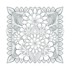 Printable Doodle flowers in monochrome for coloring page, cover, wedding invitation, greeting card, wall art isolated on white background. Hand drawn sketch for an adult anti stress coloring page.