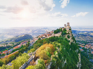 Fototapeta na wymiar Rocca della Guaita, the most ancient fortress of San Marino, Italy.