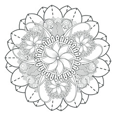 Printable Doodle flowers in monochrome for coloring page, cover, wedding invitation, greeting card, wall art isolated on white background. Hand drawn sketch for an adult anti stress coloring page.