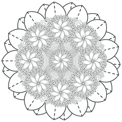 Printable Doodle flowers in monochrome for coloring page, cover, wedding invitation, greeting card, wall art isolated on white background. Hand drawn sketch for an adult anti stress coloring page.