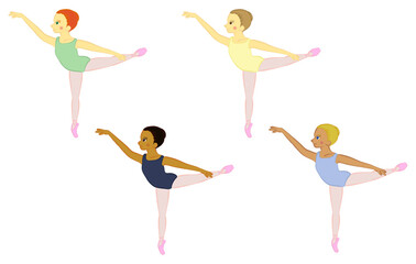 Illustration of a girl doing a basic lesson in ballet arabesque02