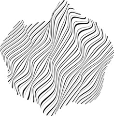 Abstract flow lines background . Fluid wavy shape .Striped linear pattern . Music sound wave . Vector illustration