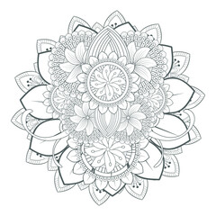 Printable Doodle flowers in monochrome for coloring page, cover, wedding invitation, greeting card, wall art isolated on white background. Hand drawn sketch for an adult anti stress coloring page.