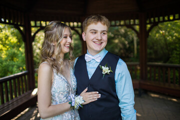 Portrait of young happy couple smiling, laughing.