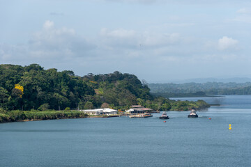 Landscapes of Panama Canal, Gatun Lake side. 