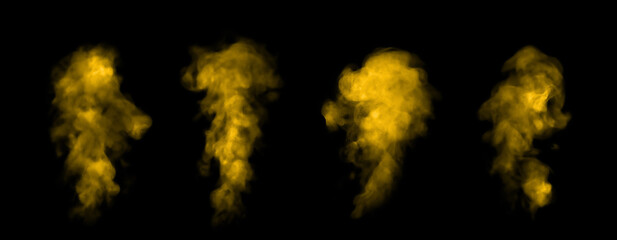 yellow-gold smoke steam isolated black background