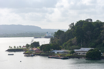 Fototapeta na wymiar Landscapes of Panama Canal, Gatun Lake side. 