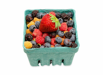 Box of Fresh Berries With Clipping Path