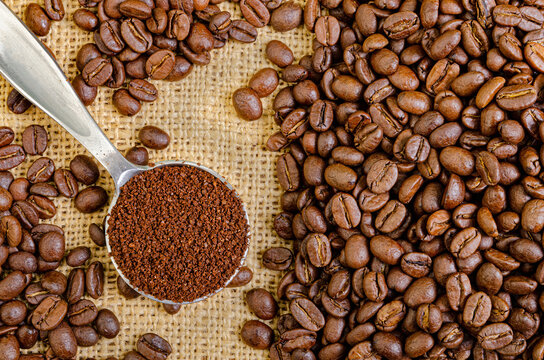 Ground Coffee in Measuring Spoon