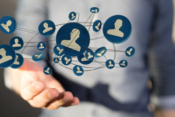 Business people silhouettes network team