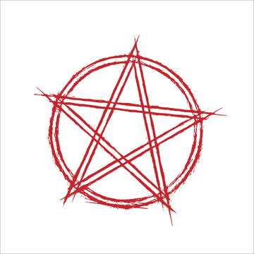 red pentagram. vector simple drawing