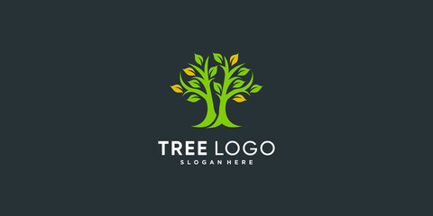 Tree logo abstract with clean and good loking style Premium Vector