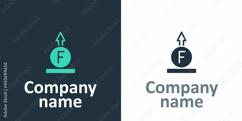 Poster logotype force of physic formula calculation icon isolated on white background. logo design template