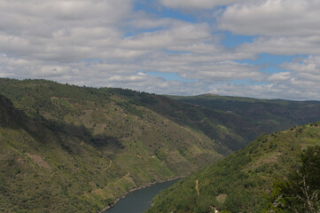 Fototapeta na wymiar Tourist route through the canyon of the river Mao. Ribeira Sacra