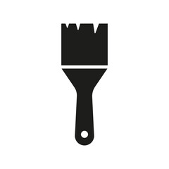 Paint brush icon. Black silhouette repair outline work tool. Vector isolated on white.	