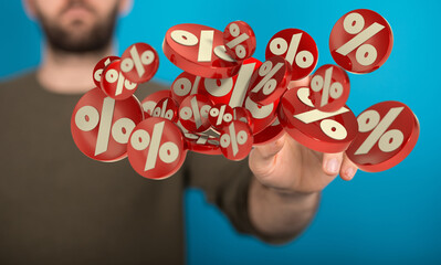 sale digital percent in hand.